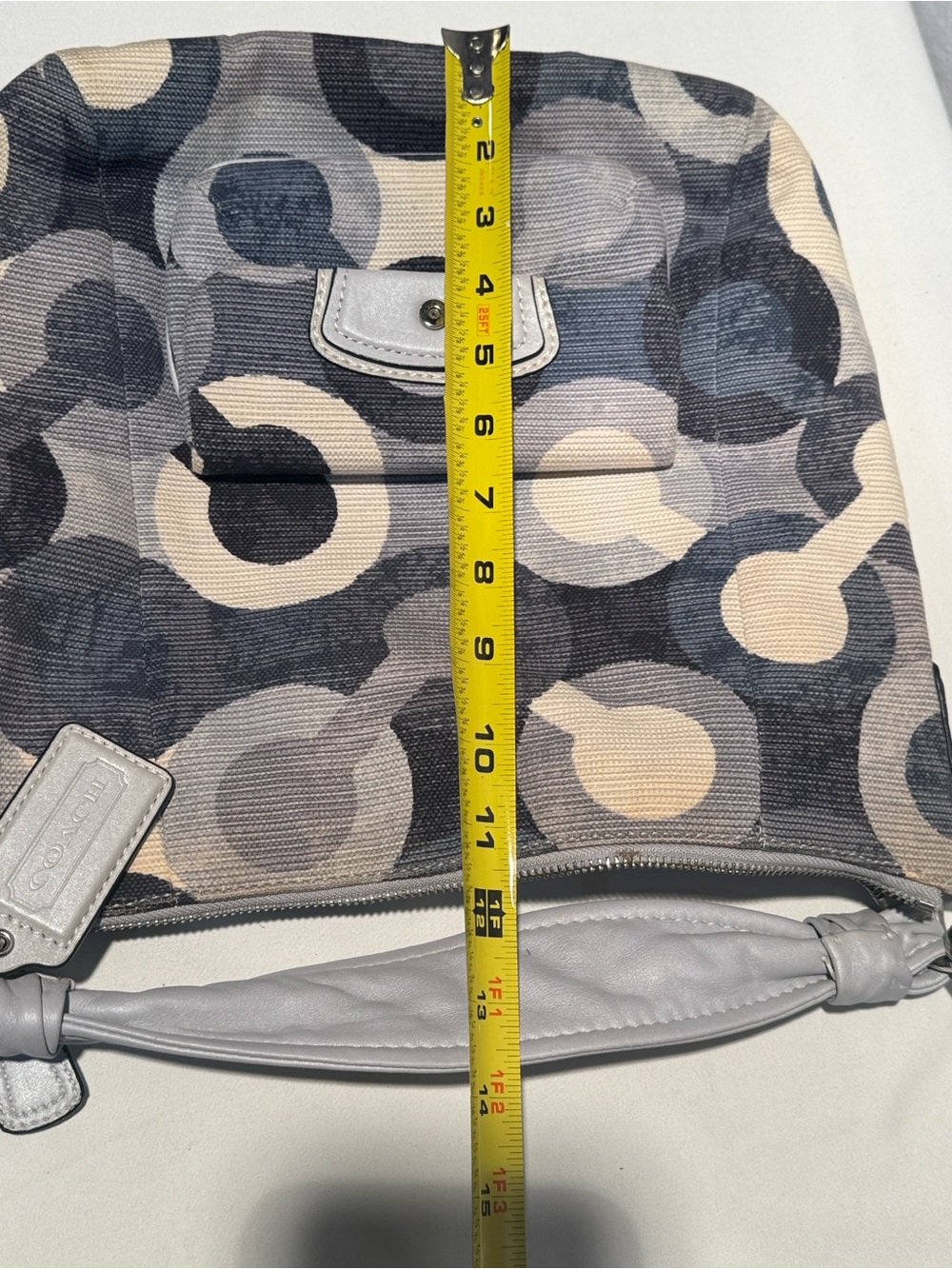 Coach Blue & White Signature Chain-Detail Hobo - Picture 14 of 14